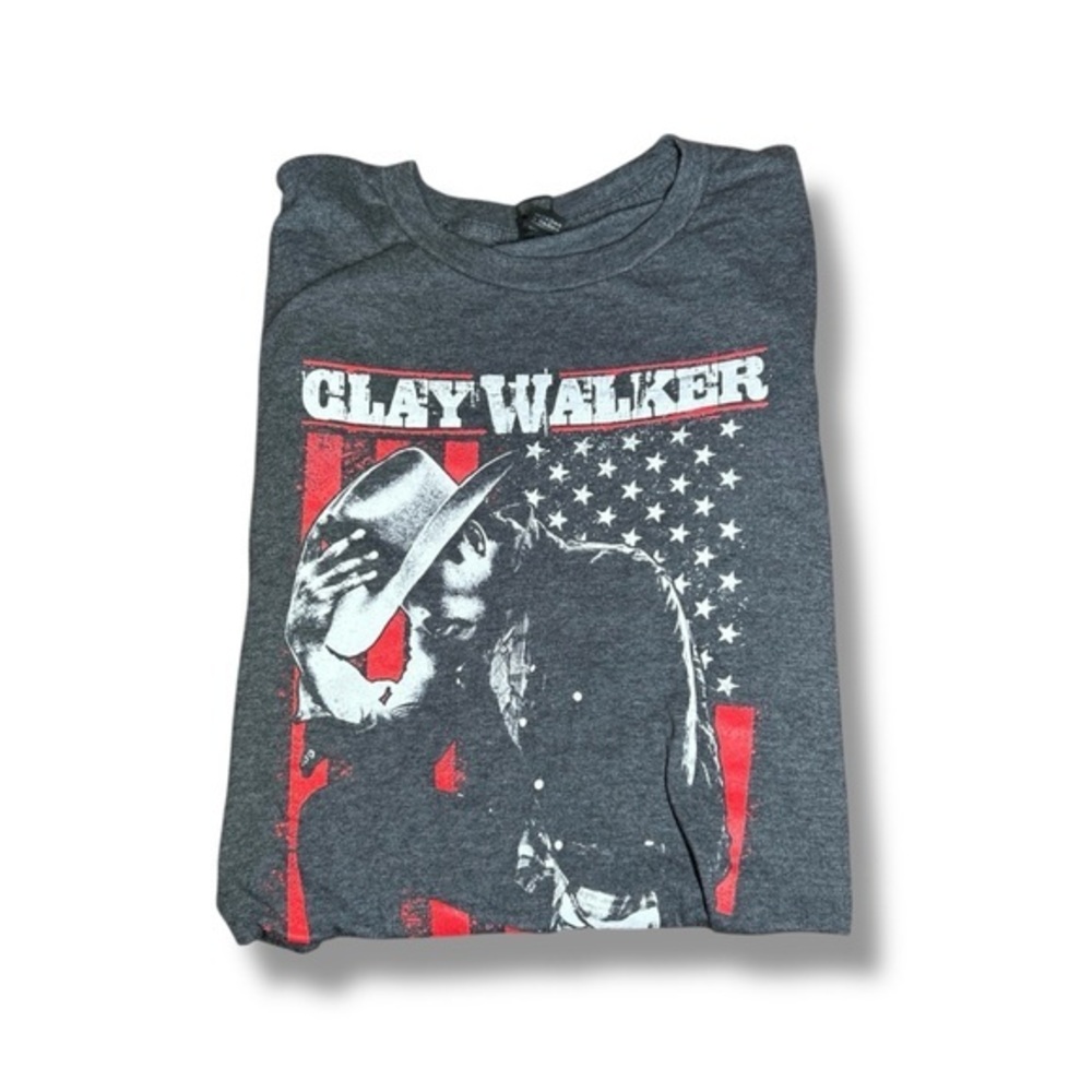 Anvil Clay Walker Gray Graphic American Flag Tshirt Size Small - "Daniel"